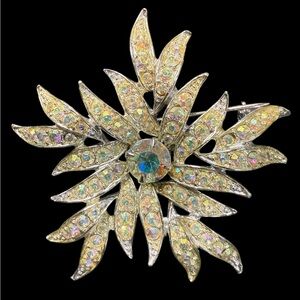 Vintage Sarah Conventry- "Stardust Flower" AB Crystal Rhinestones Brooch Pin